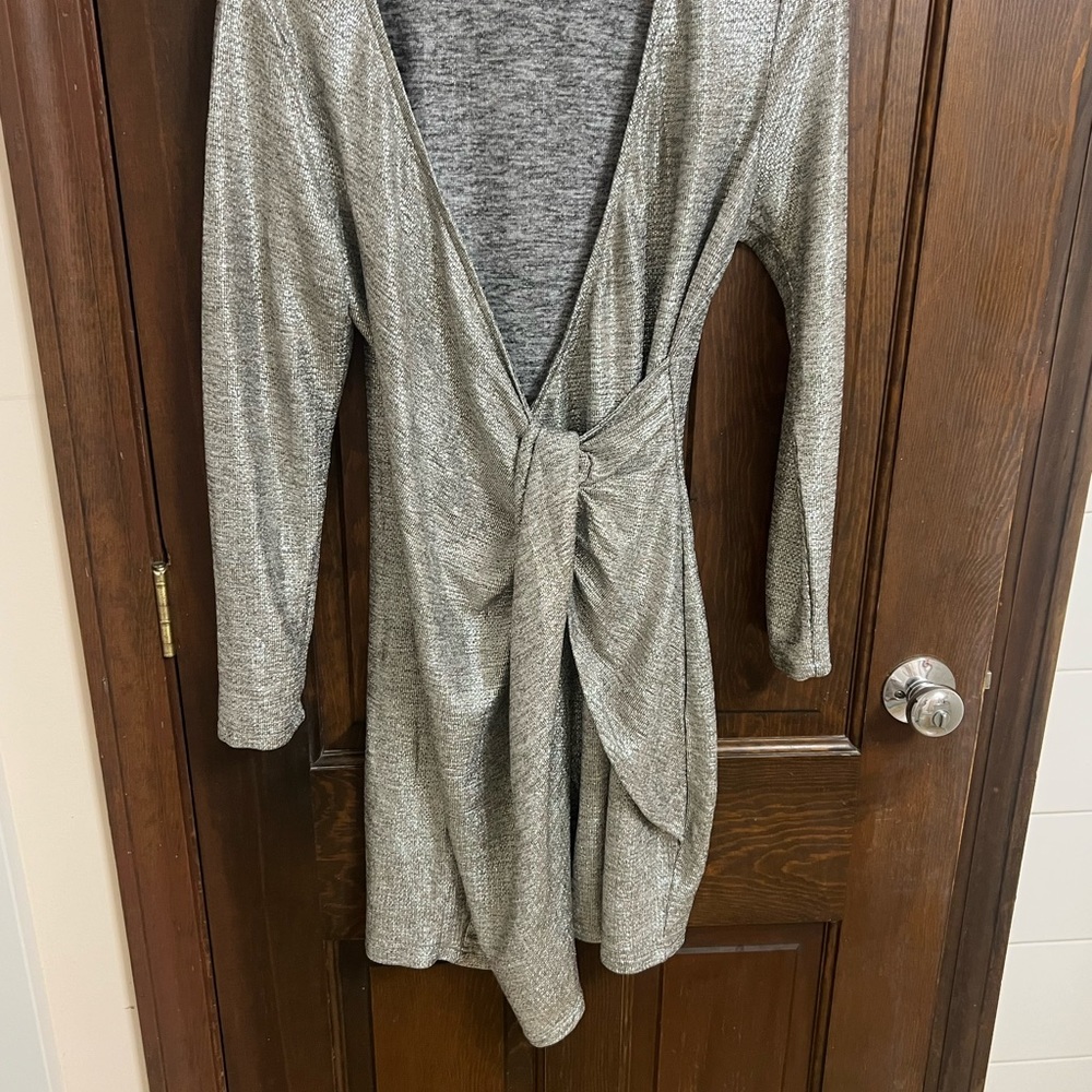 Silver junior dress platinum little  above the knee with a tie worn once